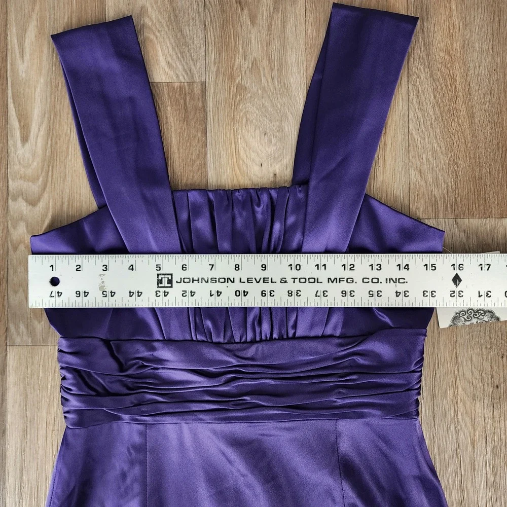 Donna Morgan Purple Satin Ruched Pleated Cocktail Dress DR125M Size 6 NEW
